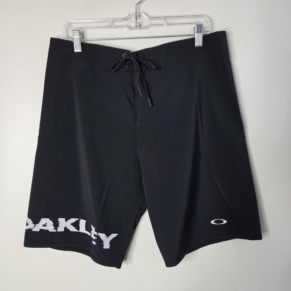 Oakley Black Board Shorts with Logo Performance Fit